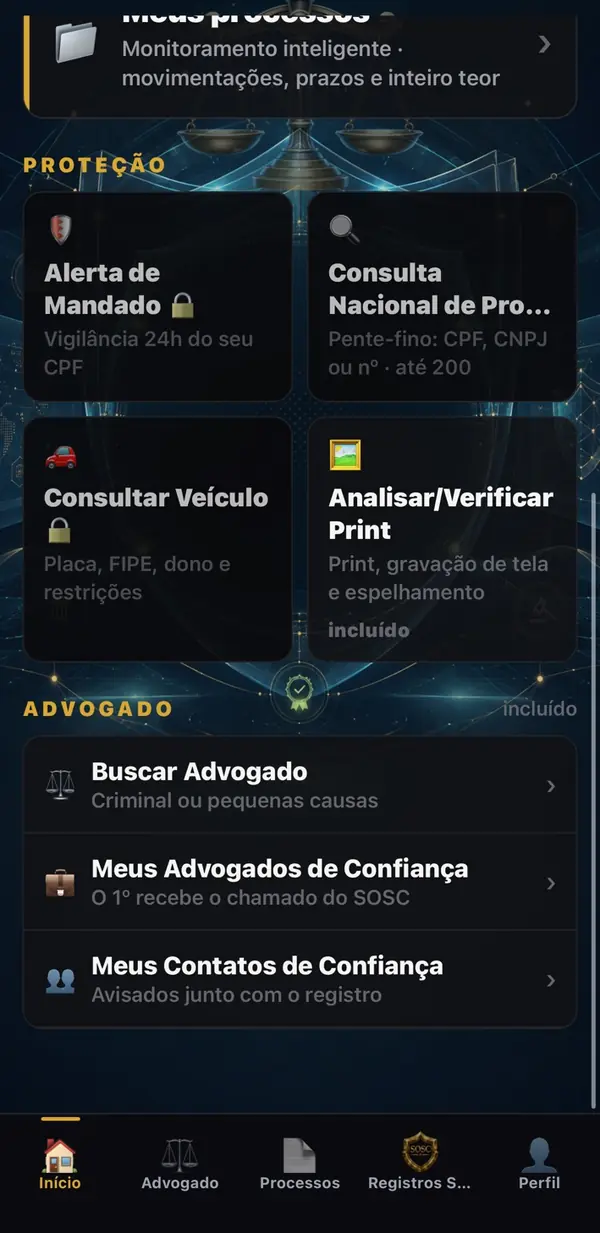 Tela do SOSC JUS: u-protecao
